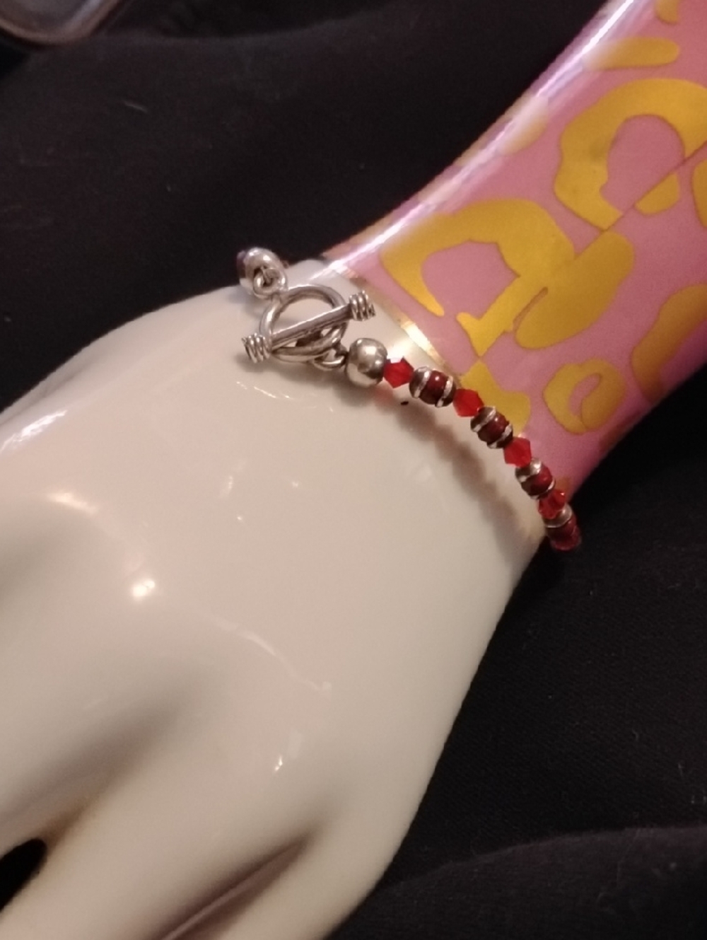 Artisan .925 Sterling Silver And Red Quartz Beaded Bracelet